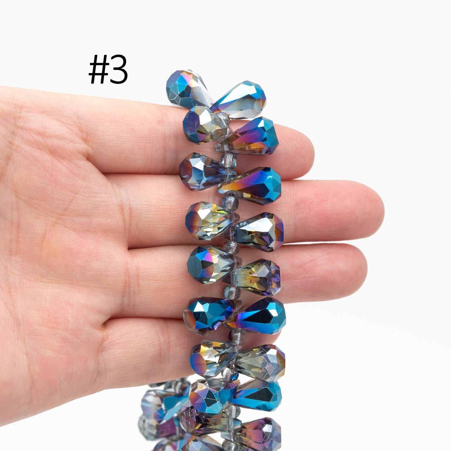 95pcs Unique Teardrop Crystal Glass Faceted Beads 15x9mm, Sparkly Montana Blue (TS-74)
