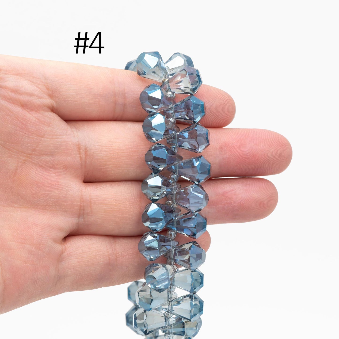95pcs Unique Teardrop Crystal Glass Faceted Beads 15x9mm, Sparkly Montana Blue (TS-74)
