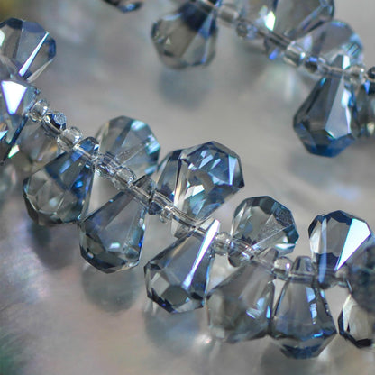 95pcs Unique Teardrop Crystal Glass Faceted Beads 15x9mm, Sparkly Montana Blue (TS-74)