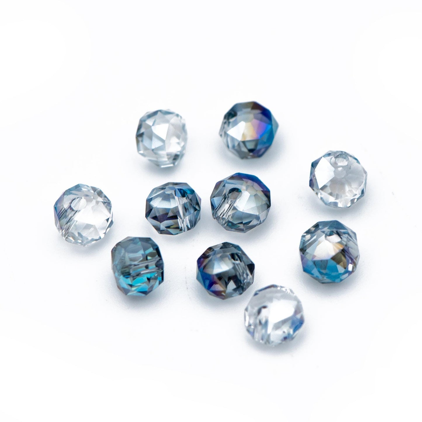 95pcs Faceted Rondelle Glass Beads, Side Drilled, 6mm Button beads (#TS-96)