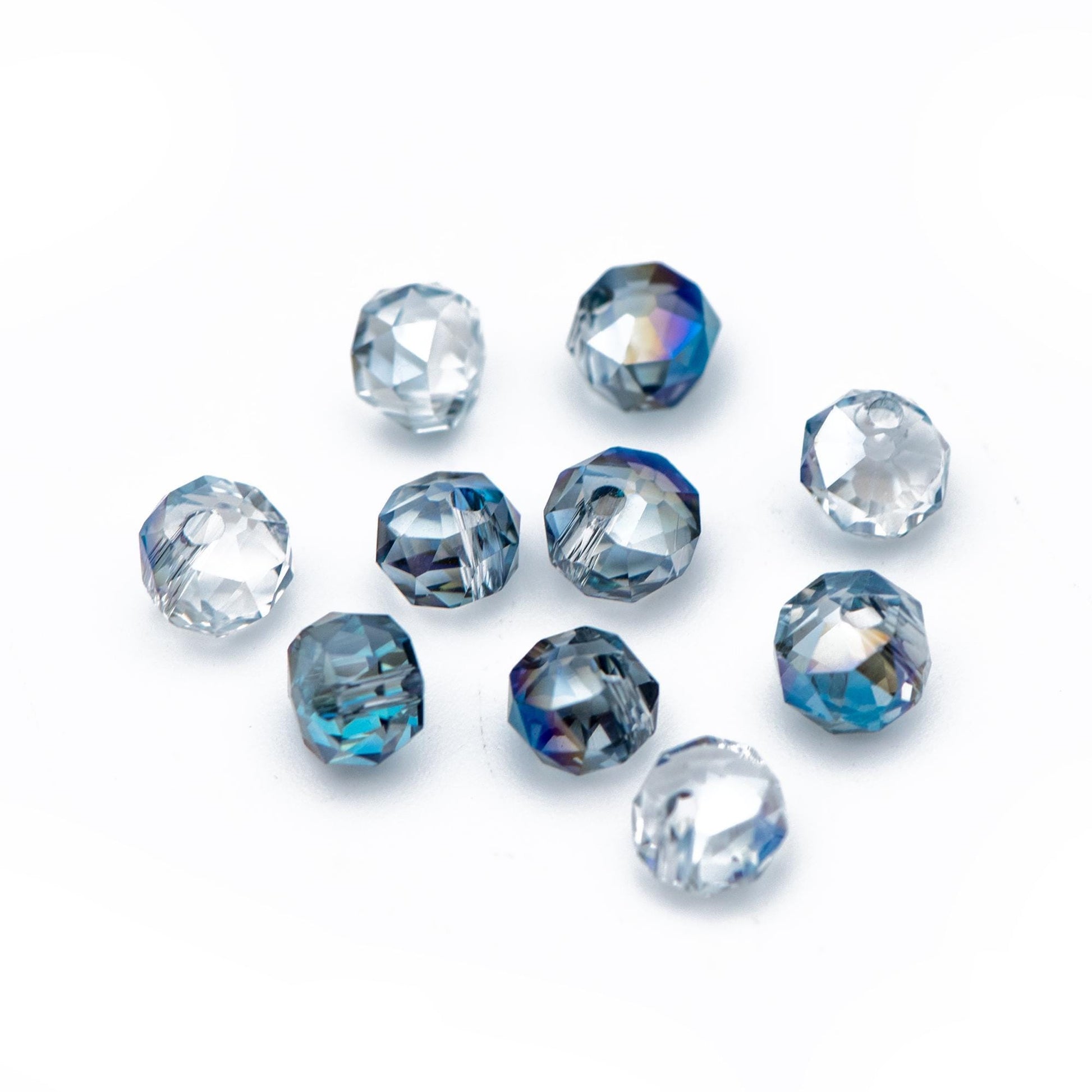 95pcs Faceted Rondelle Glass Beads, Side Drilled, 6mm Button beads (#TS-96)