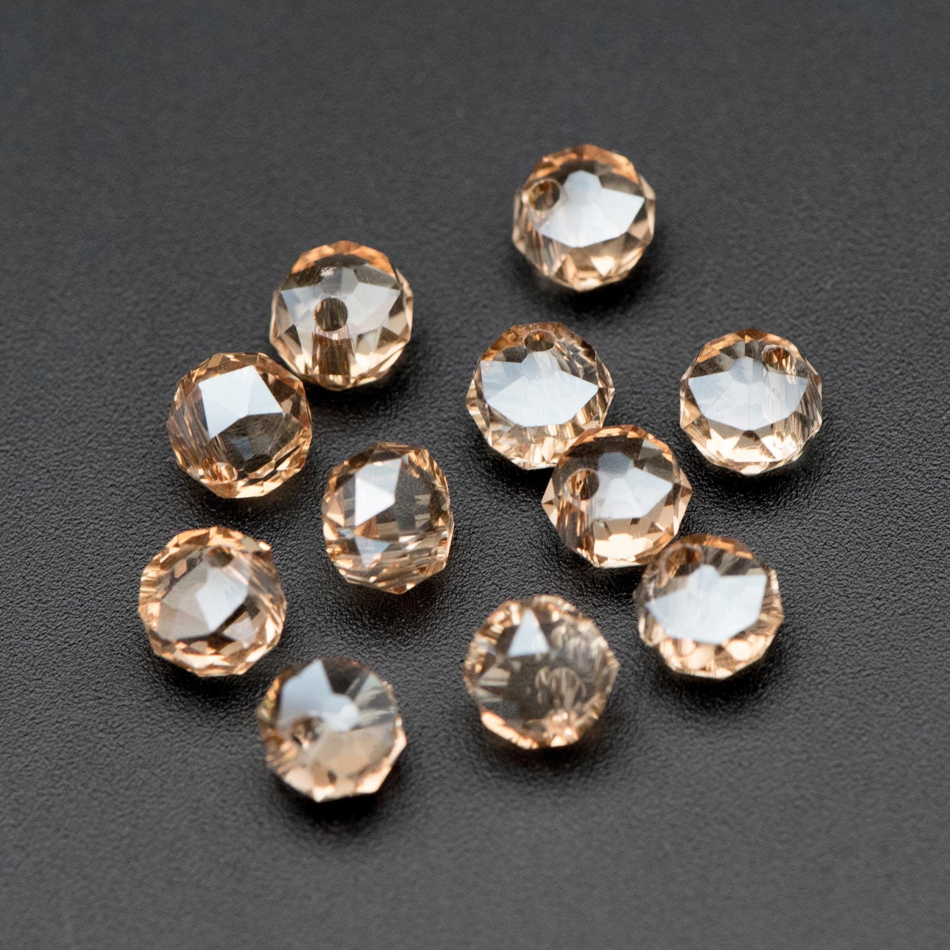 95pcs Faceted Rondelle Glass Beads, Side Drilled, 6mm Button beads (#TS-96)