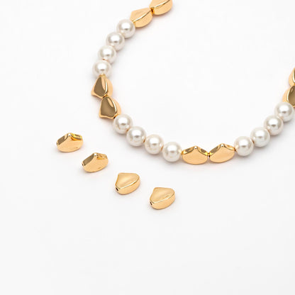 10pcs Gold plated Brass Peach Spacer Beads, Jewelry Making Supplies Wholesale (GB-3285)