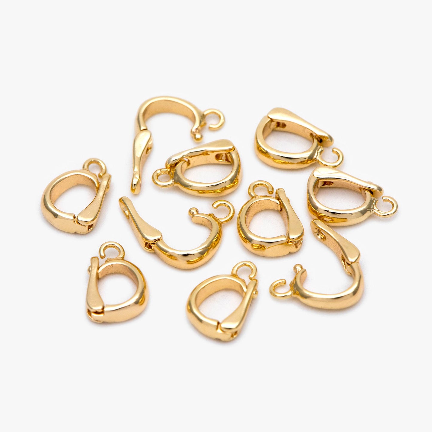 10pcs Gold/ Silver Open Loop Bail, Gold/ Rhodium Plated Bails, Small Bail, Jewelry Bail, Pendant Bails,Necklace Pendant Connector(GB-1468-E)