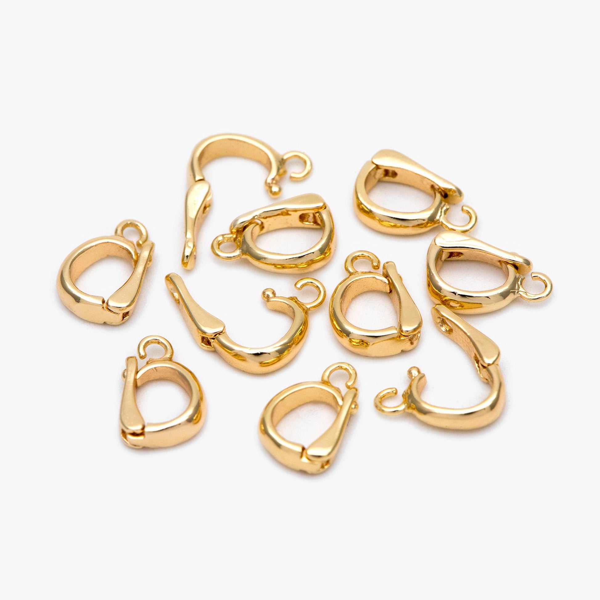 10pcs Gold/ Silver Open Loop Bail, Gold/ Rhodium Plated Bails, Small Bail, Jewelry Bail, Pendant Bails,Necklace Pendant Connector(GB-1468-E)