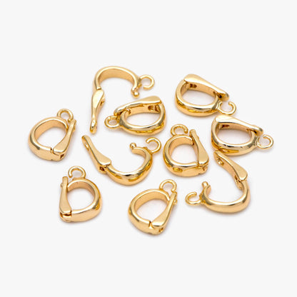 10pcs Gold/ Silver Open Loop Bail, Gold/ Rhodium Plated Bails, Small Bail, Jewelry Bail, Pendant Bails,Necklace Pendant Connector(GB-1468-E)