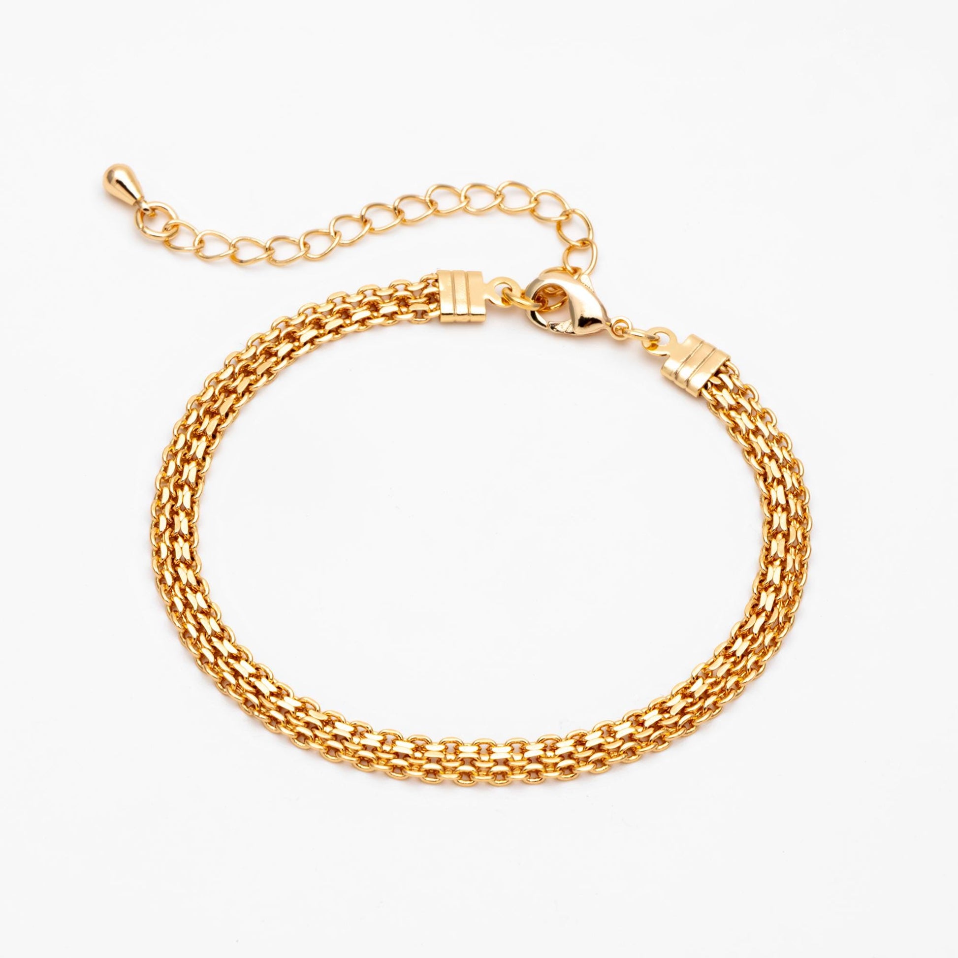 Gold plated Brass Chain, Finished Bracelet/ Anklet/ Necklace with Extender Chain, Ready to Wear (#LK-323)