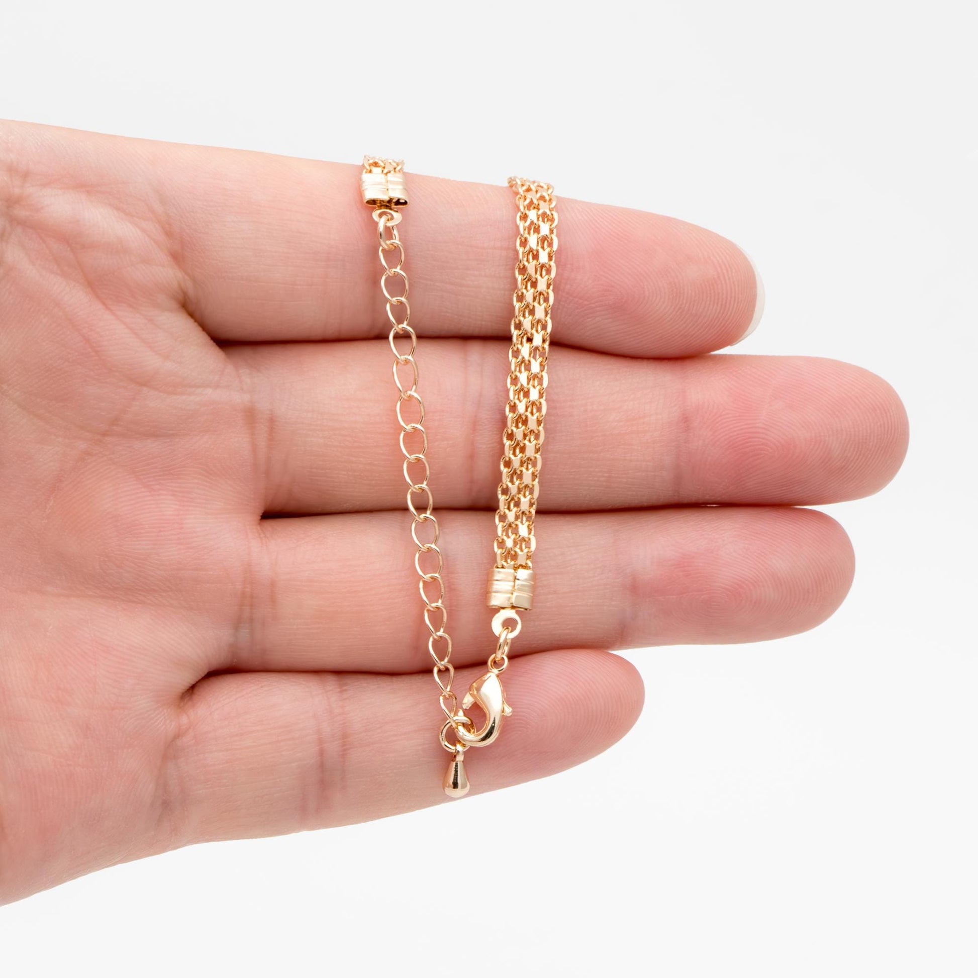 Gold plated Brass Chain, Finished Bracelet/ Anklet/ Necklace with Extender Chain, Ready to Wear (#LK-323)