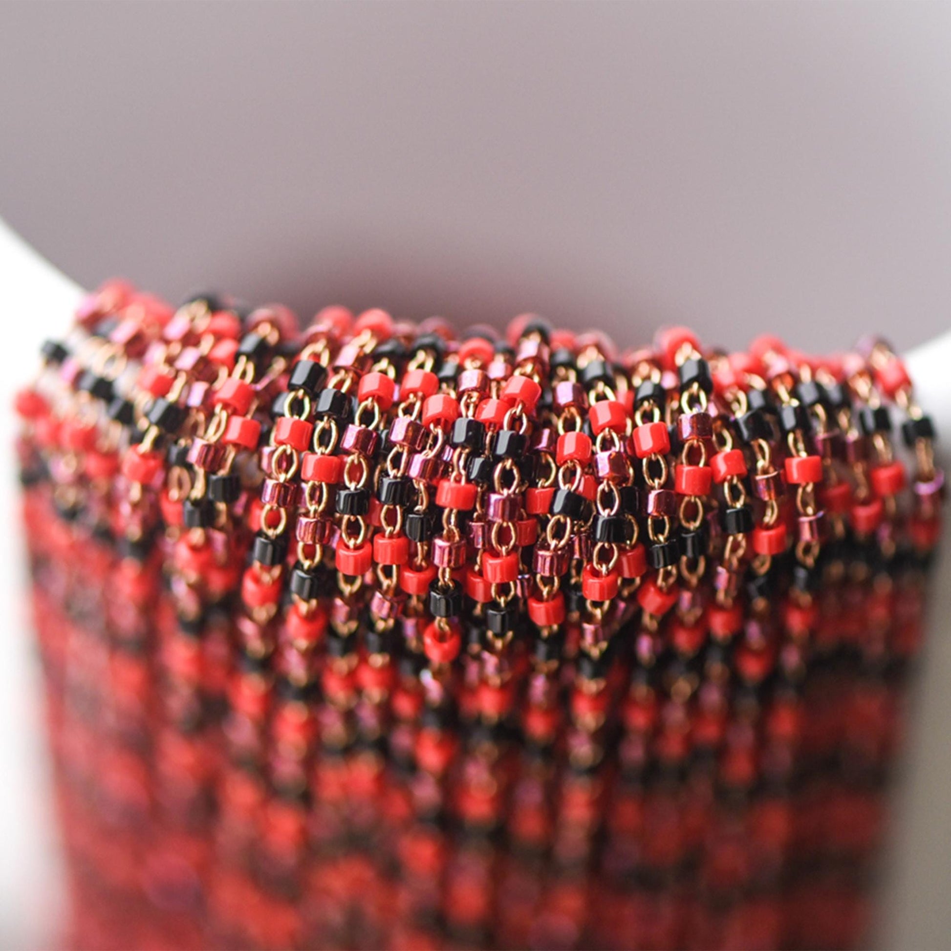 Dainty Miyuki Seed Glass Bead Chain 1.8mm, Unplated Brass Beaded Tiny Chain, Multi Colors Mix (#LK-052)/ 1 Meter=3.3ft