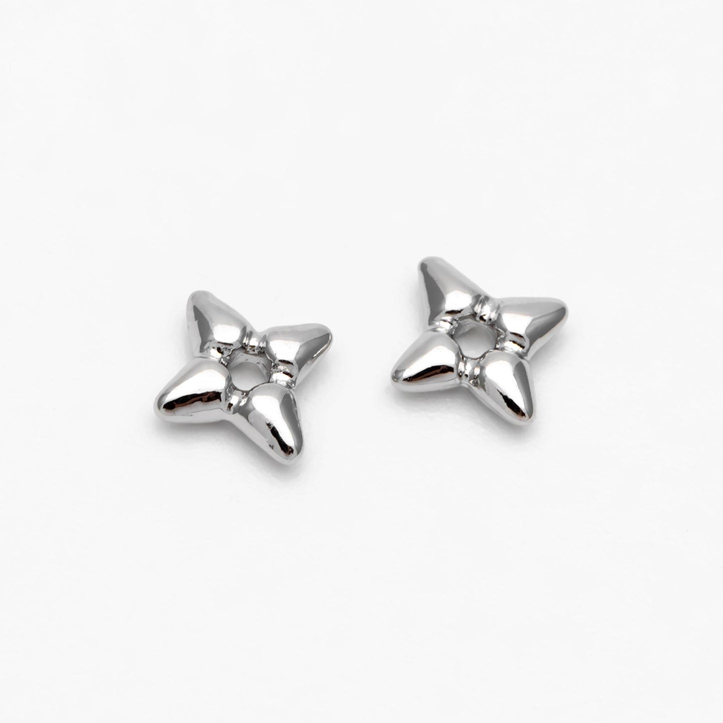 10pcs Gold/ Silver Star Spacer Beads, Gold/ Rhodium plated Brass, Cross Star Beads (GB-4121)