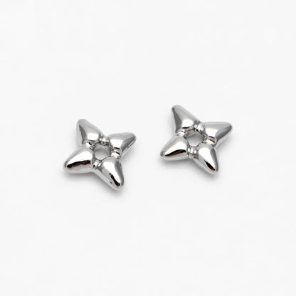 10pcs Gold/ Silver Star Spacer Beads, Gold/ Rhodium plated Brass, Cross Star Beads (GB-4121)