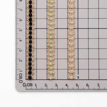 Gold plated Brass Beaded Chain 7mm, Designer Chain with Crystal Glass Rondelle Beads (#LK-171)/ 1 Meter=3.3ft