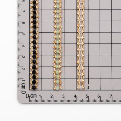 Gold plated Brass Beaded Chain 7mm, Designer Chain with Crystal Glass Rondelle Beads (#LK-171)/ 1 Meter=3.3ft