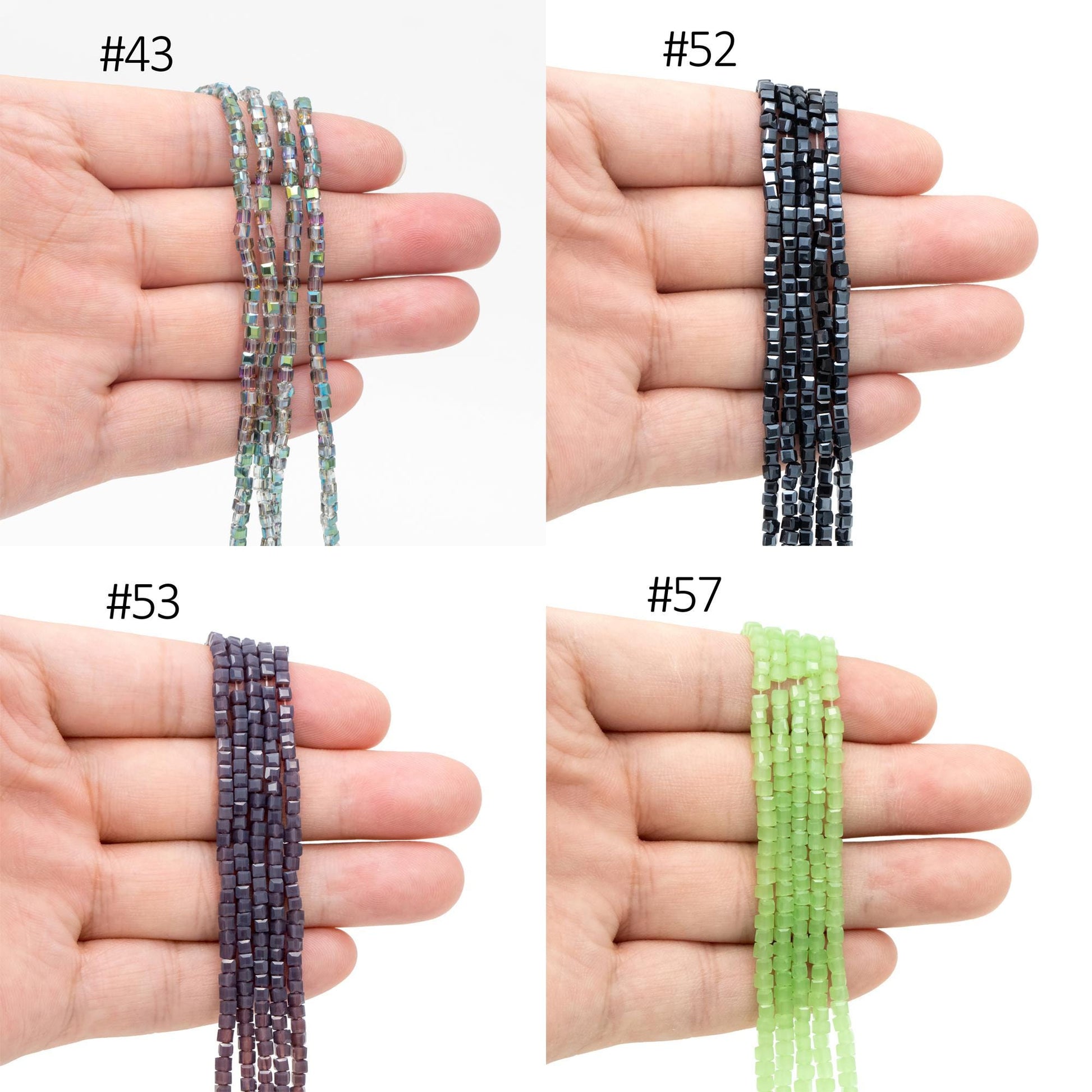 190 beads- Faceted Glass Cube, 2mm Tiny Faceted Crystal beads, (#FZ-02)