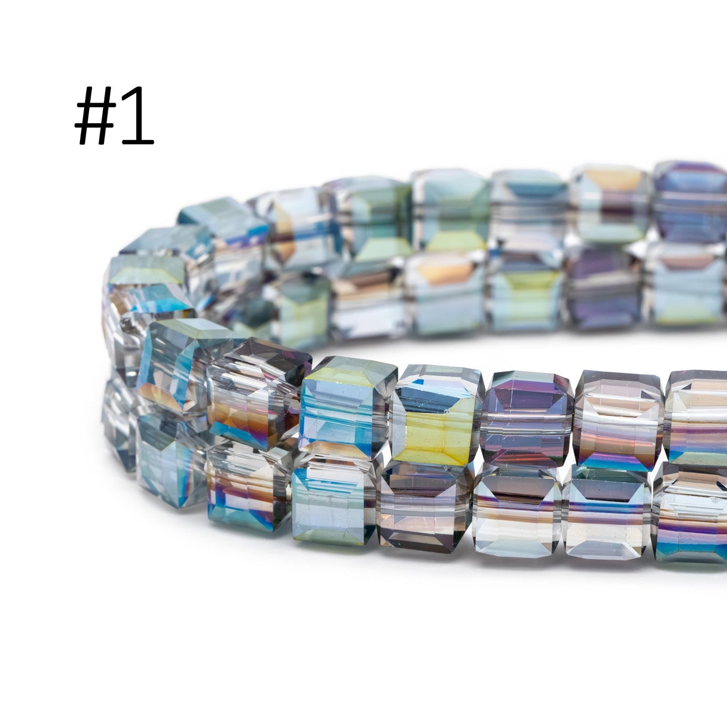 95pcs Cube Glass Crystal Faceted Beads 8mm, (#FZ-08)