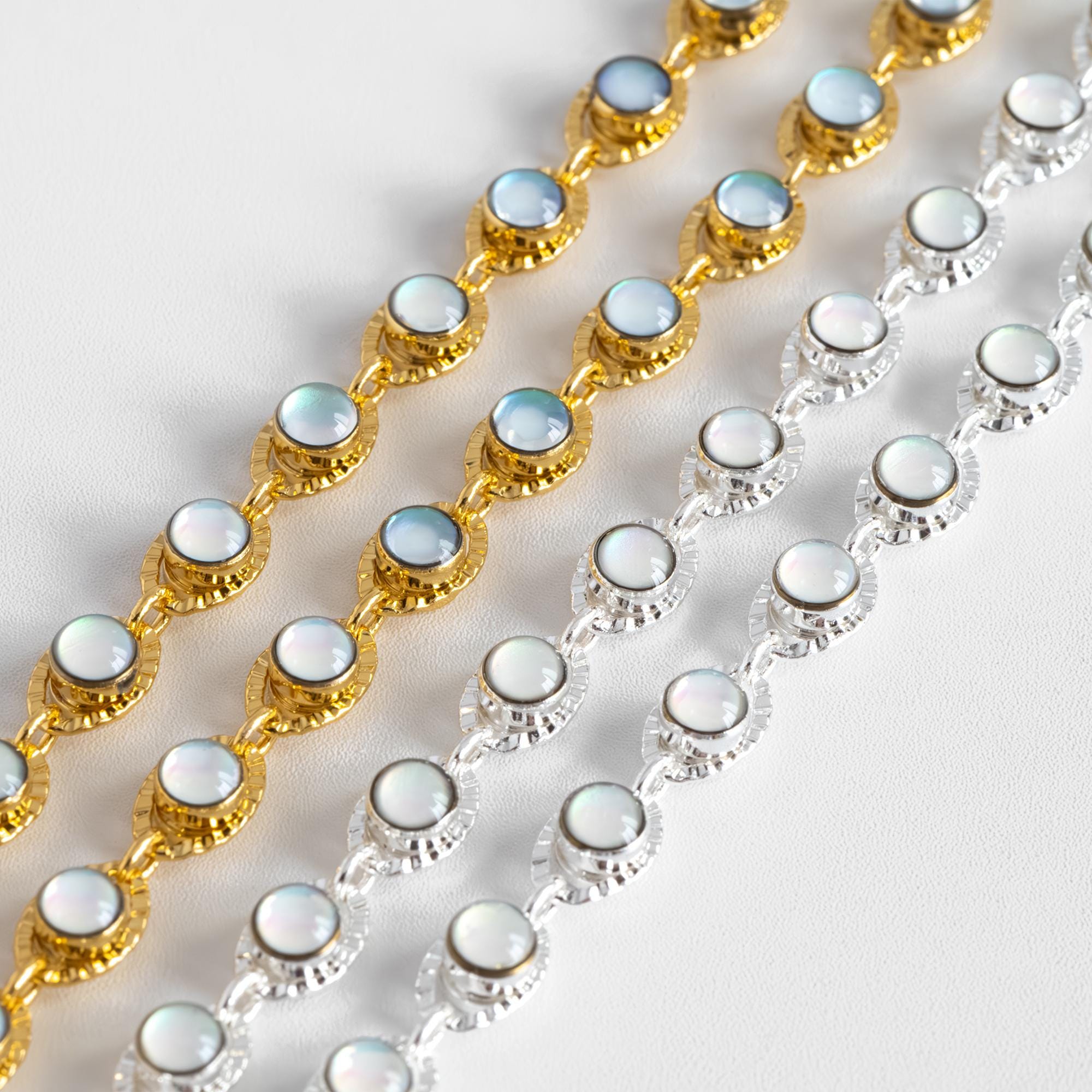 Gold/ Silver Tone Evil Eye Chain, Gold/ Silver plated Brass (#LK-607)/ 1 Meter=3.3 ft