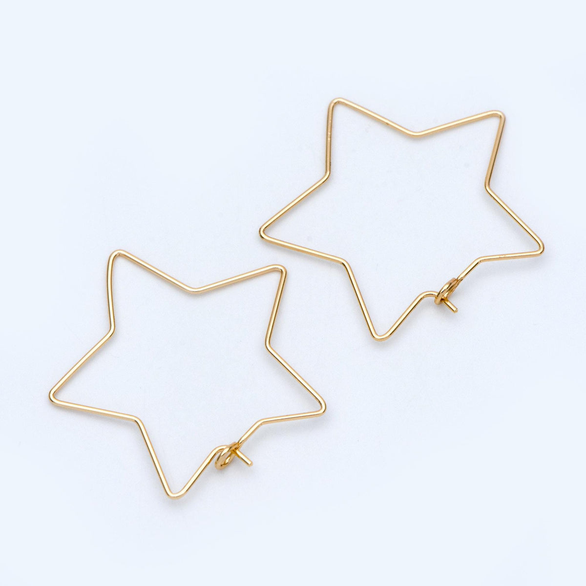 10pcs Gold/ Silver tone Star Earring Hoops 34mm, Gold/ Rhodium plated Brass, Geometric Ear Wire, Threader Earring Components (GB-698-C)