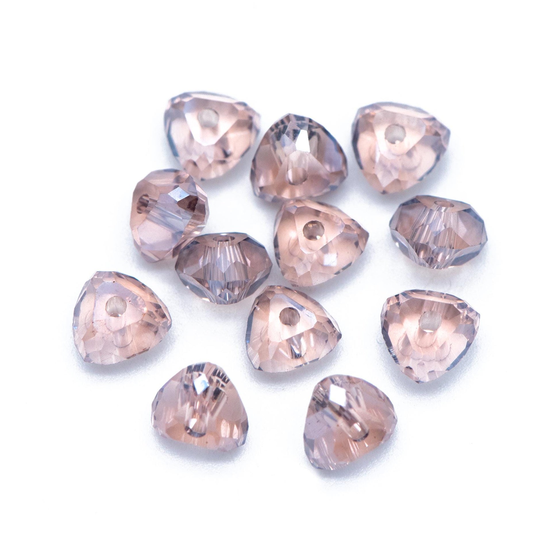 Crystal Triangle Spacer Beads 7.5mm, Faceted Glass Triangle Beads, (TS-95)/ 95 beads