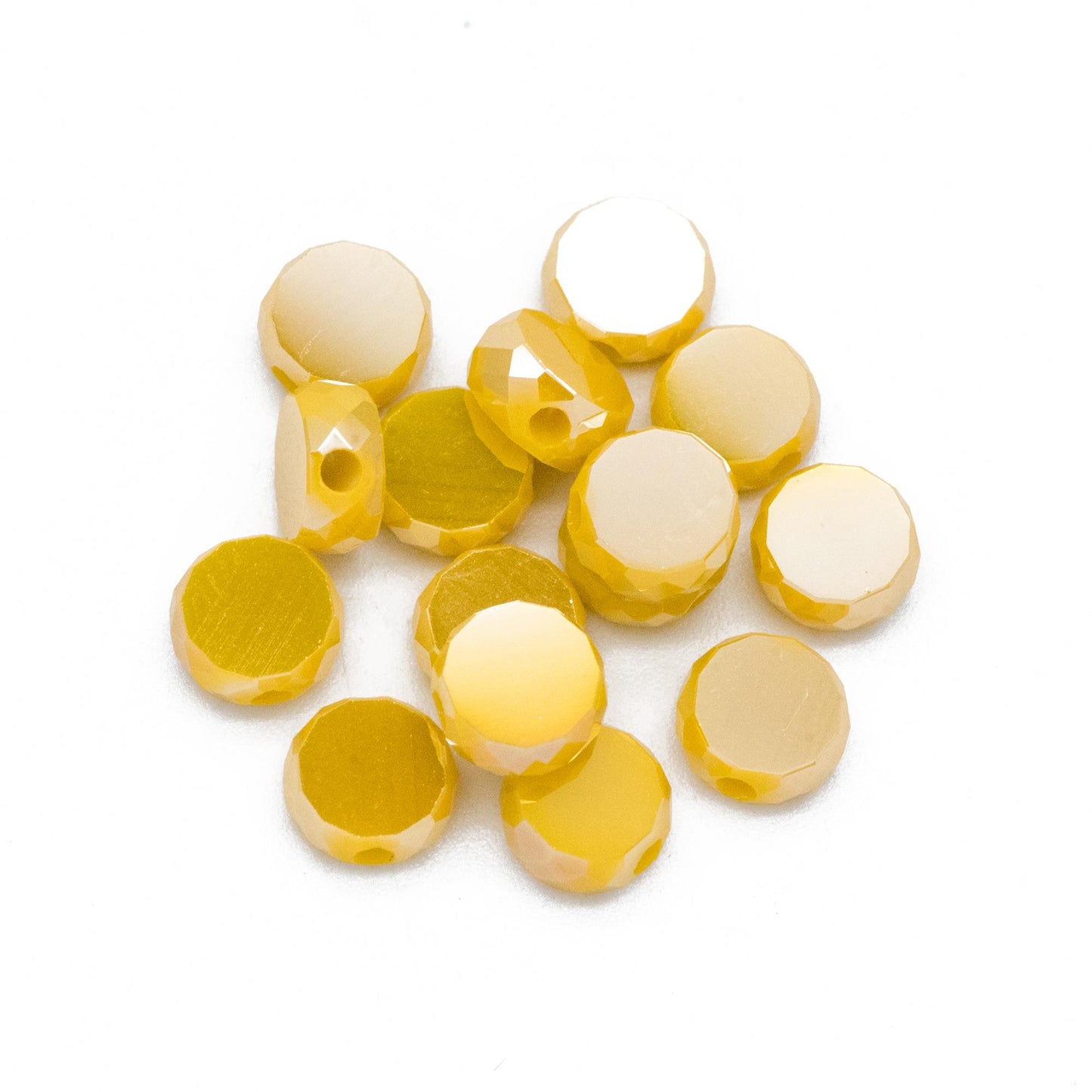 95pcs Faceted Coin Glass Beads, Crystal Round Button Beads 6mm, (TS-104)