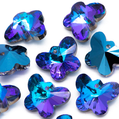 20pcs Crystal Faceted Butterfly Beads 18mm, Glass Butterfly Charm Pendants, (TS-105)