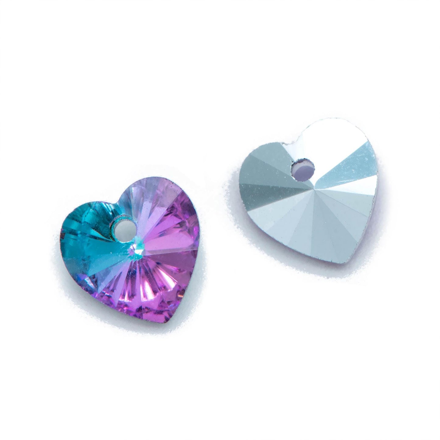 20pcs Crystal Faceted Heart Beads 8mm, Sparkly Glass Heart Charms, (TS-108)