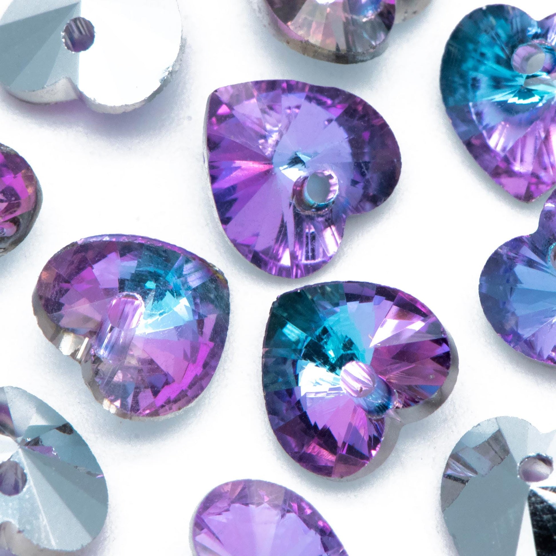 20pcs Crystal Faceted Heart Beads 8mm, Sparkly Glass Heart Charms, (TS-108)