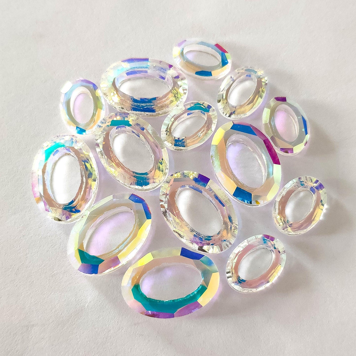 10pcs Faceted Crystal Crystal Oval Cosmic Ring (#TS-118)