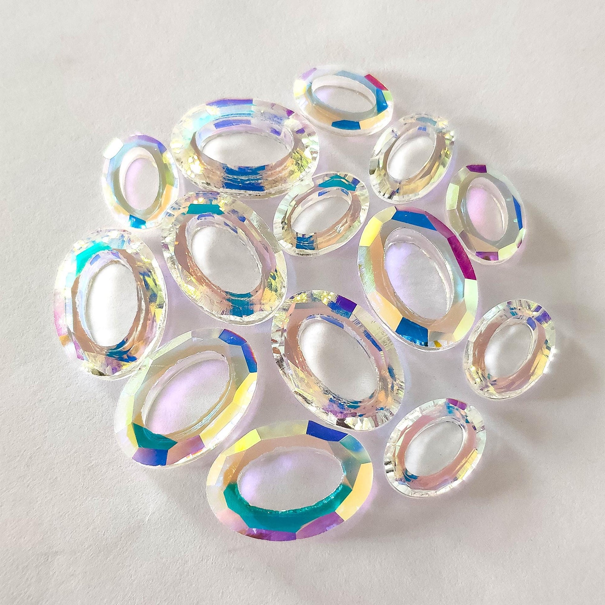 10pcs Faceted Crystal Crystal Oval Cosmic Ring (#TS-118)