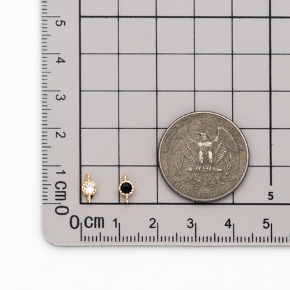 10pcs CZ Pave Round Coin Connectors 4x8mm, Real Gold plated Brass, Mini Geometric Charm Pendants (GB-2850-A)