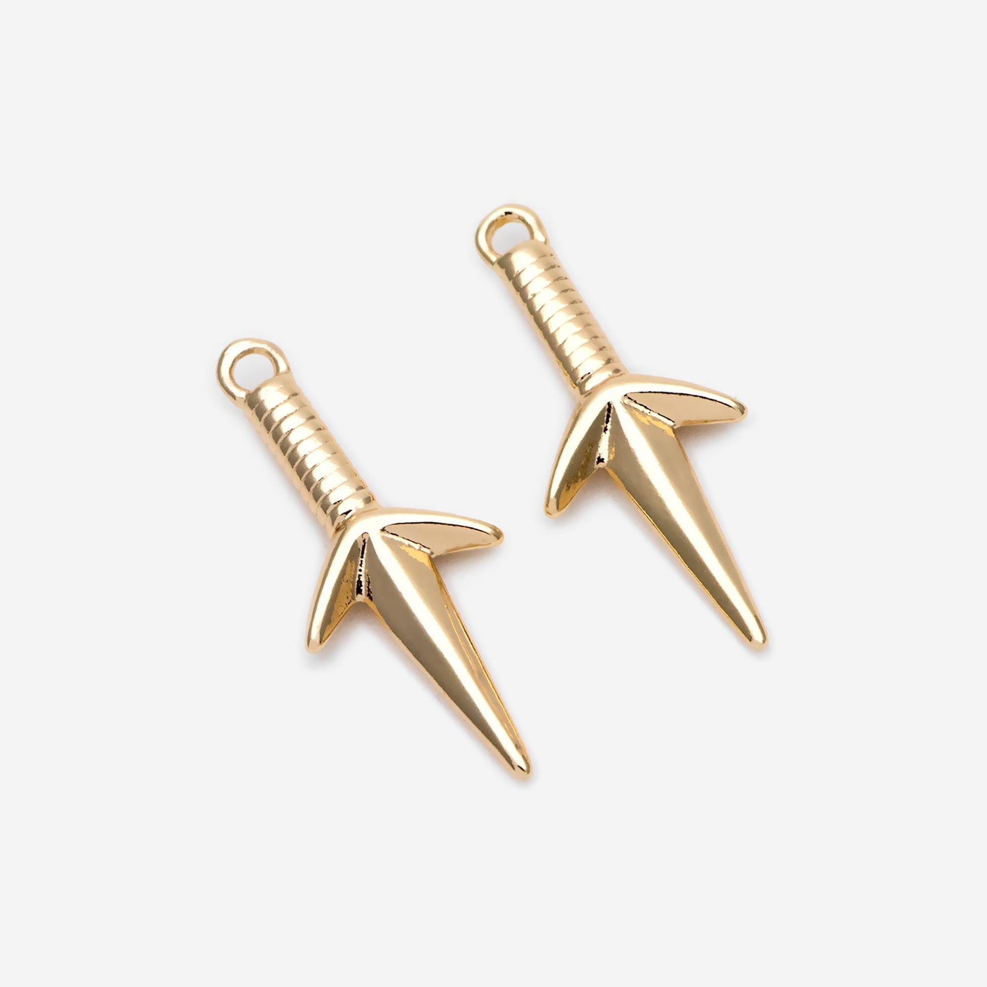 10pcs Gold/ Silver Shuriken Charm, Dirk Charm, Weapon Charm, Sword Charm, Dagger Charm (GB-2185-C)