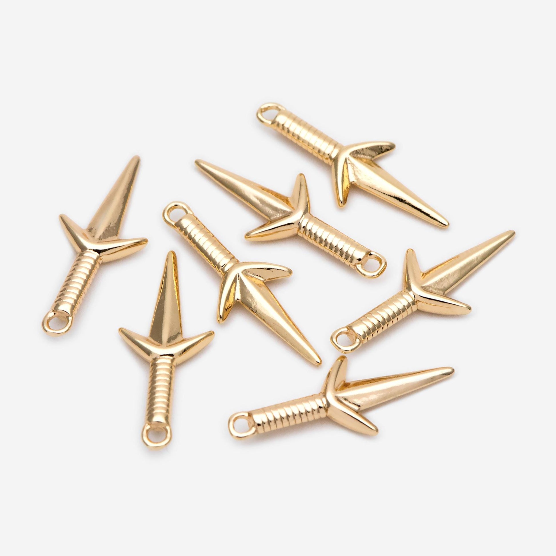 10pcs Gold/ Silver Shuriken Charm, Dirk Charm, Weapon Charm, Sword Charm, Dagger Charm (GB-2185-C)