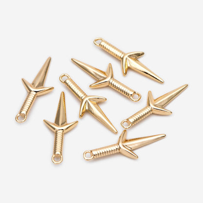 10pcs Gold/ Silver Shuriken Charm, Dirk Charm, Weapon Charm, Sword Charm, Dagger Charm (GB-2185-C)