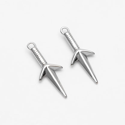 10pcs Gold/ Silver Shuriken Charm, Dirk Charm, Weapon Charm, Sword Charm, Dagger Charm (GB-2185-C)