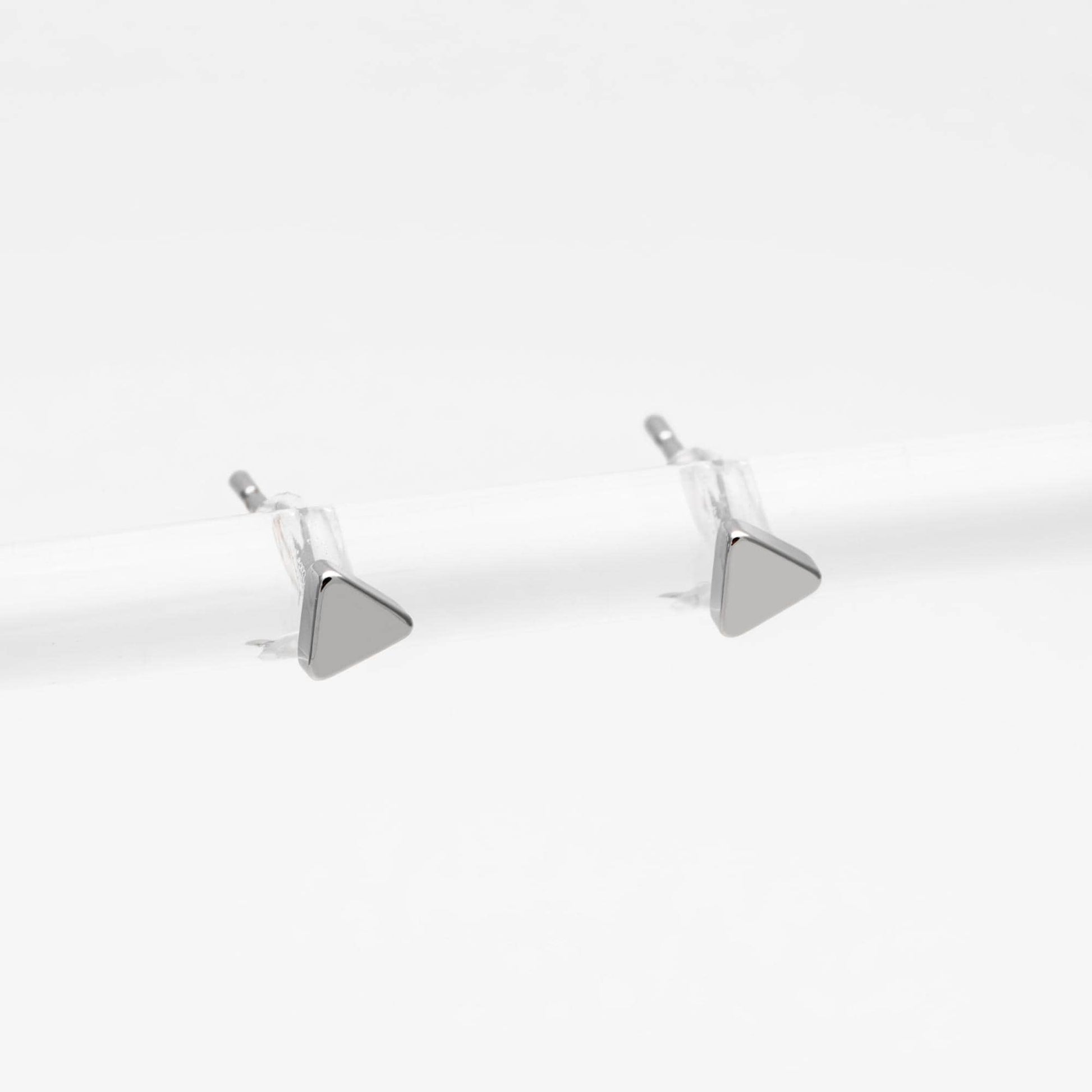 10pcs Gold/ Silver Triangle Minimalist Earrings, 4mm, Real Gold/ Rhodium Plated Brass Geometric Earring Studs (GB-3332)