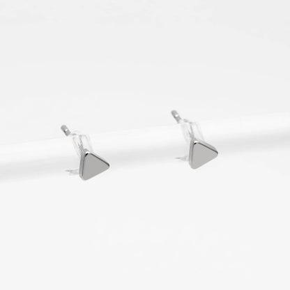10pcs Gold/ Silver Triangle Minimalist Earrings, 4mm, Real Gold/ Rhodium Plated Brass Geometric Earring Studs (GB-3332)