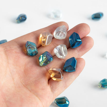 20pcs Crystal Faceted Glass Unique Stone Shaped beads 16mm (GM-005)