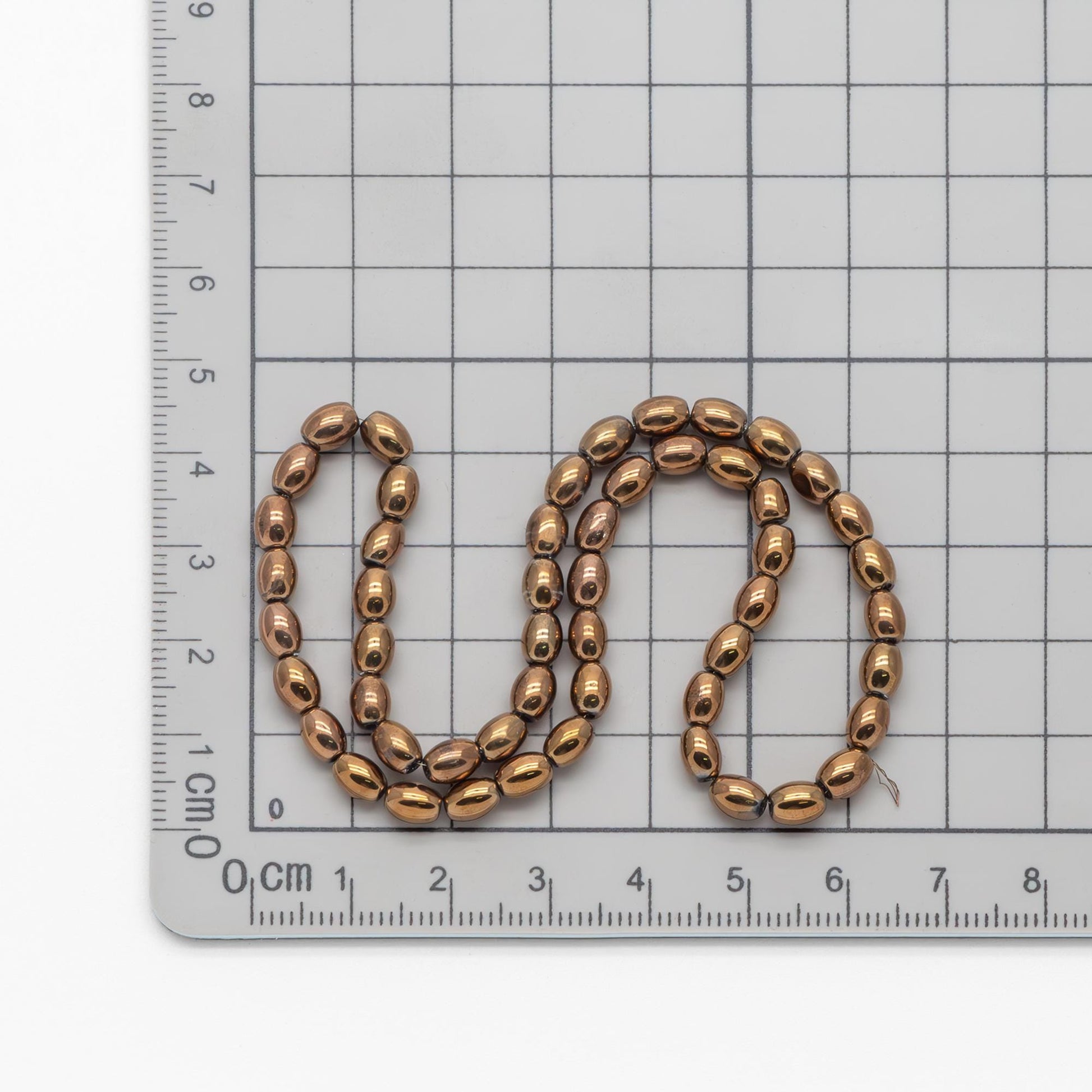 50pcs Smooth Rice Glass Beads 4x6mm, Copper - (GM-008)