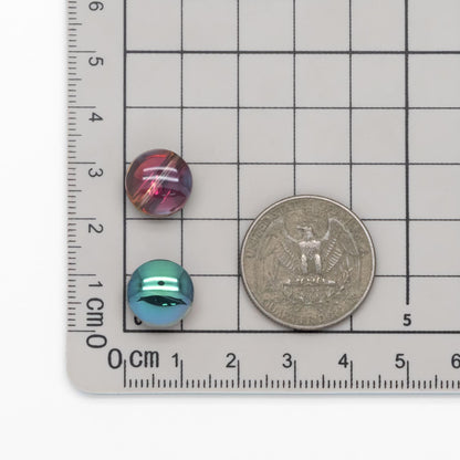 Smooth Coin Crystal Glass beads 8mm / 12mm, Sparkly Green Rose (#GM-014)/ Full strand