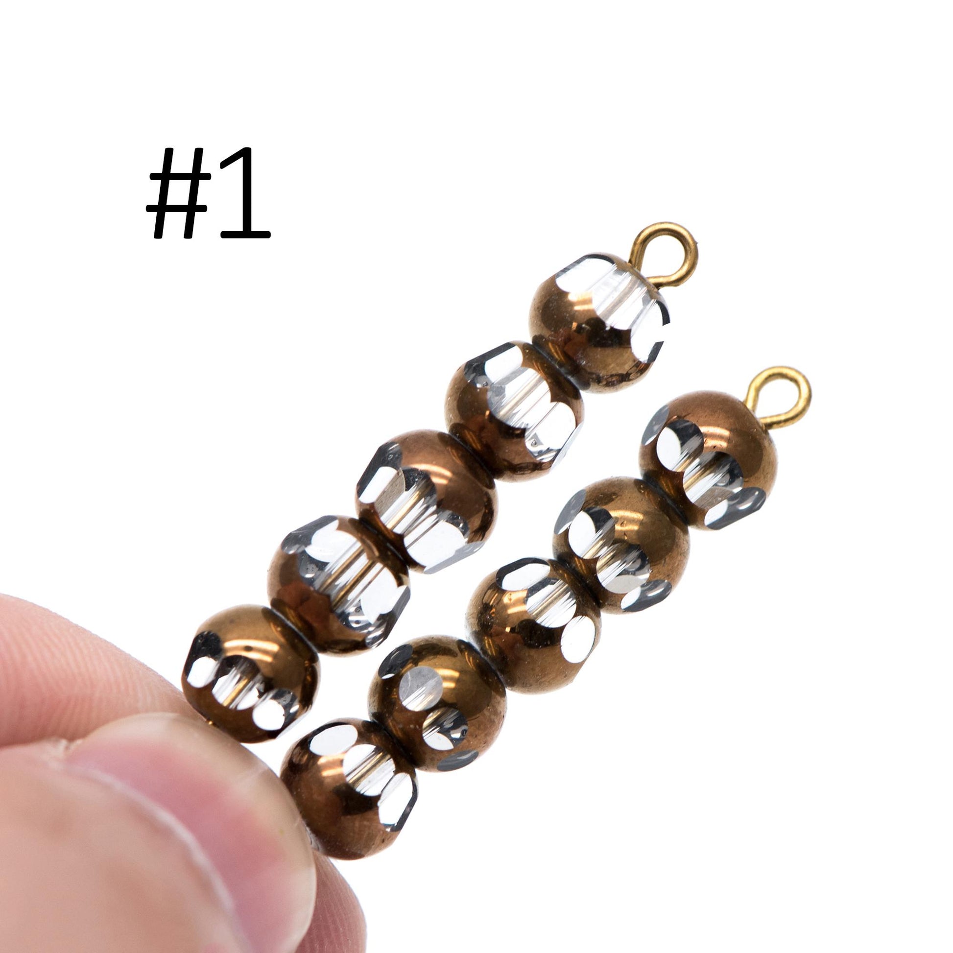 Faceted Round Glass beads 6mm, Metallic Brass Multi Colors, (GM-017)/ 50 beads