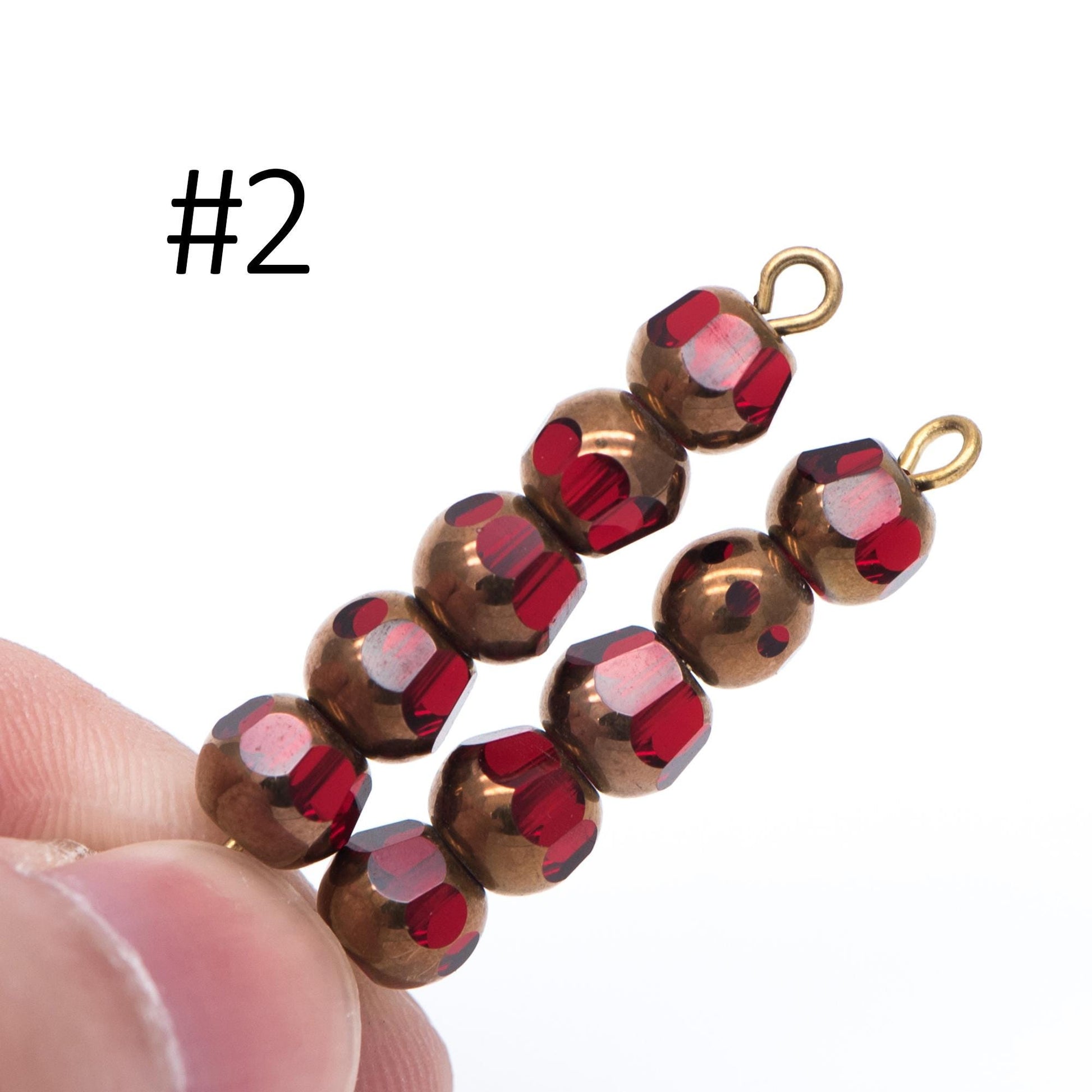 Faceted Round Glass beads 6mm, Metallic Brass Multi Colors, (GM-017)/ 50 beads