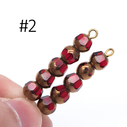 Faceted Round Glass beads 6mm, Metallic Brass Multi Colors, (GM-017)/ 50 beads