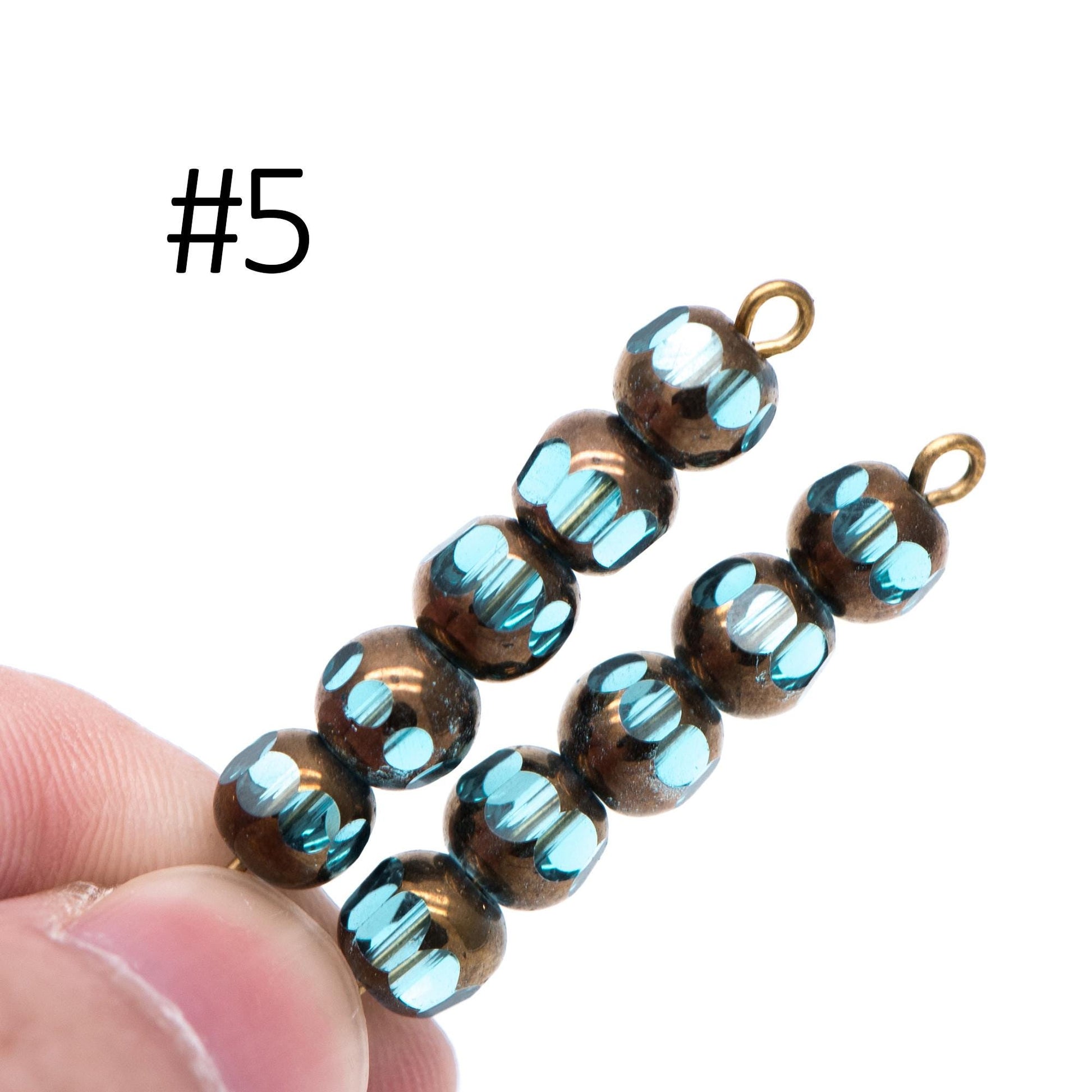 Faceted Round Glass beads 6mm, Metallic Brass Multi Colors, (GM-017)/ 50 beads