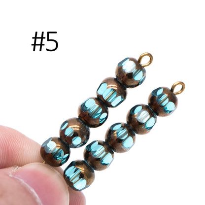 Faceted Round Glass beads 6mm, Metallic Brass Multi Colors, (GM-017)/ 50 beads