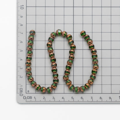 Faceted Round Glass beads 6mm, Metallic Brass Multi Colors, (GM-017)/ 50 beads