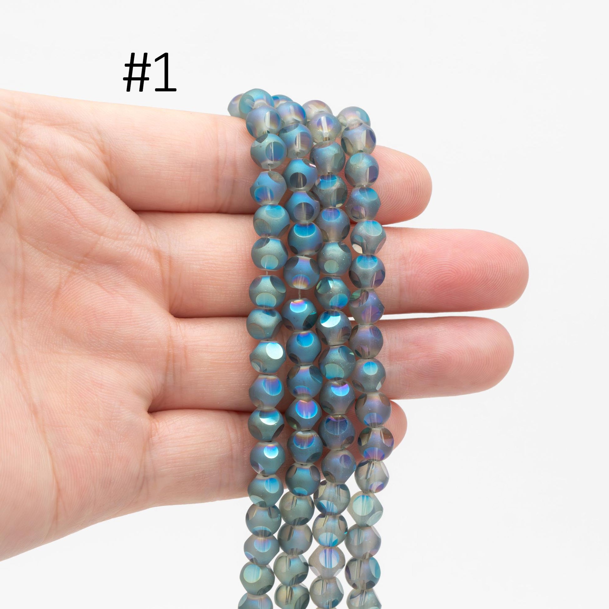 Frosted Faceted Round Glass beads 6mm, (GM-023)/ 100 beads