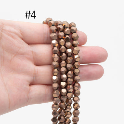 Frosted Faceted Round Glass beads 6mm, (GM-023)/ 100 beads