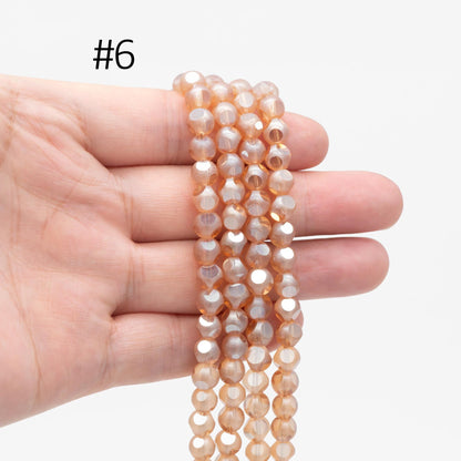 Frosted Faceted Round Glass beads 6mm, (GM-023)/ 100 beads