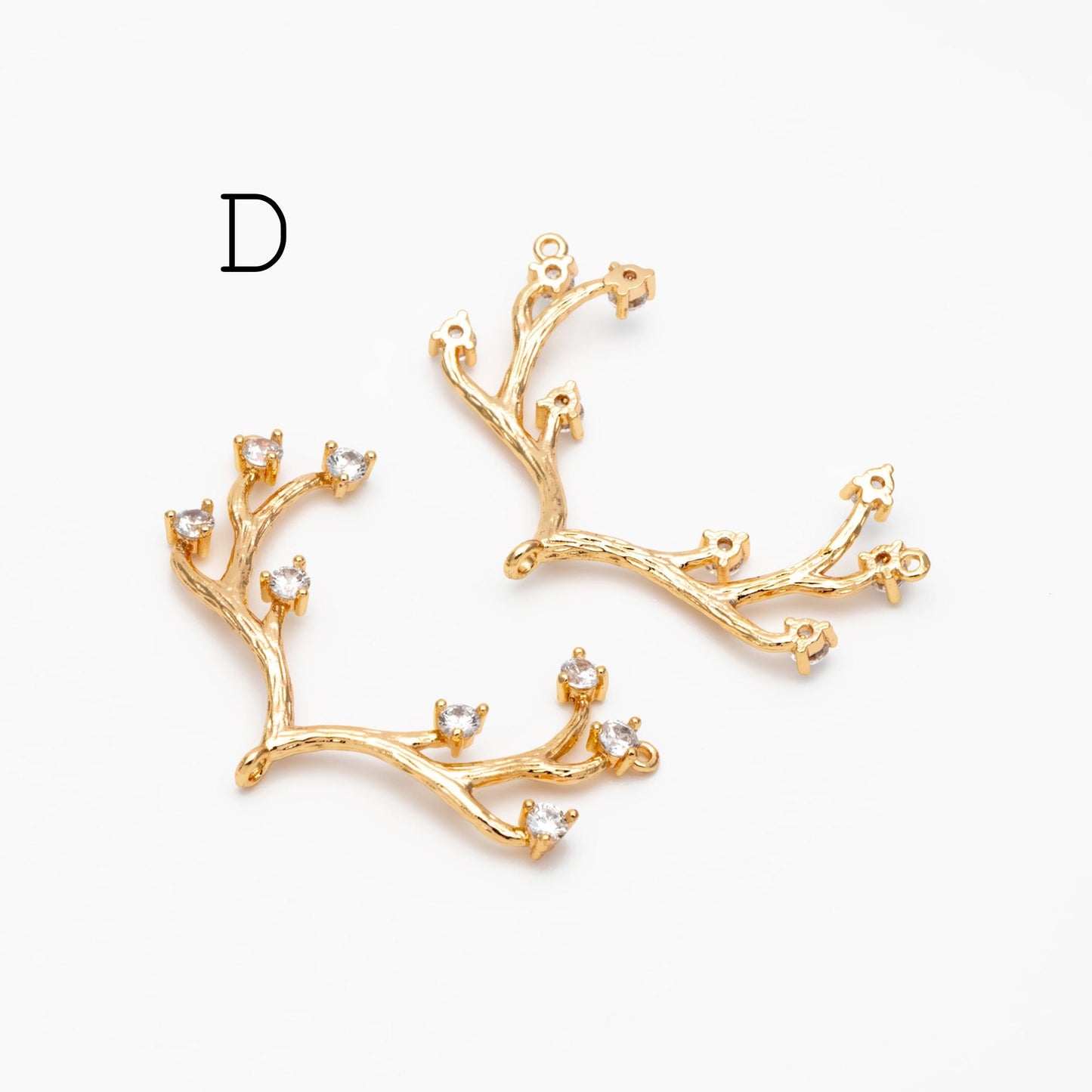 4pcs Gold/ Silver Tone Deer horn Connector, 18K Gold/ Rhodium plated Brass, Deer Horn Antlers Connector Charms (GB-427)