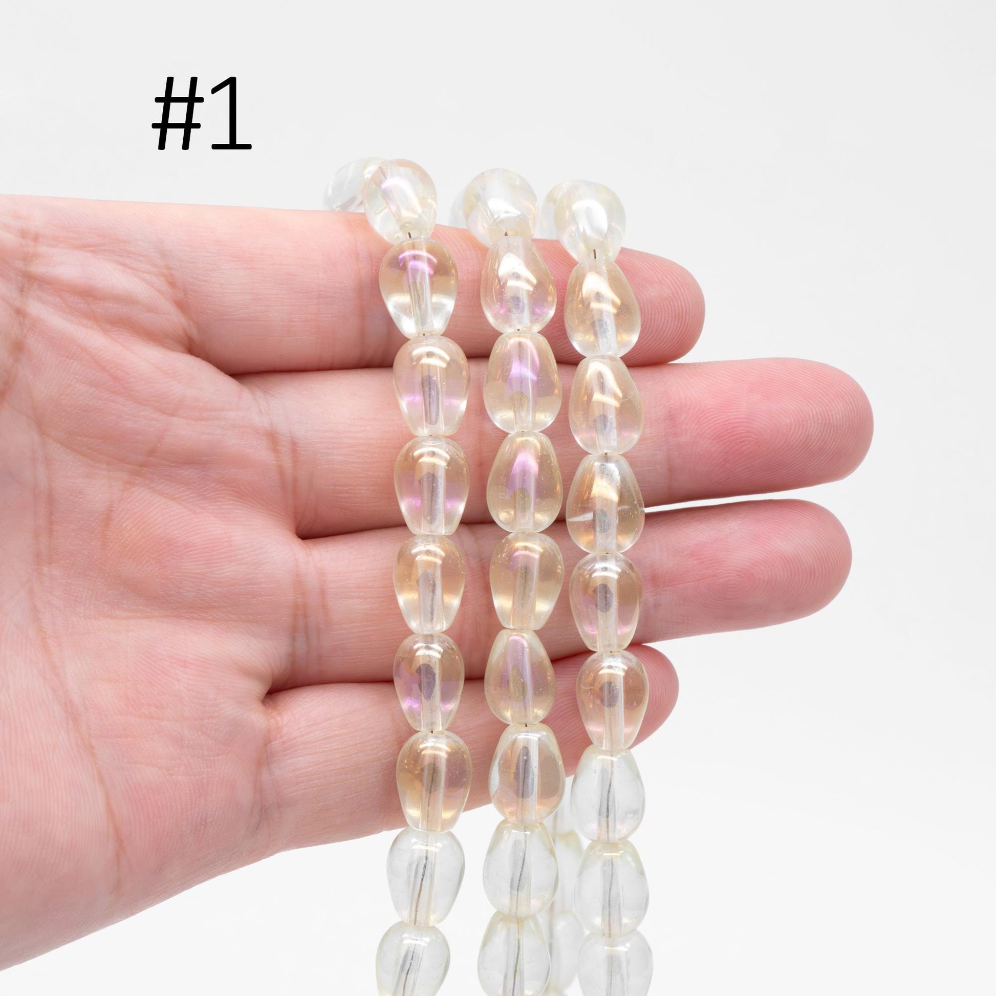 Smooth Teardrop Glass beads 11x8mm, Sparkly Multi Colors, Top Drilled (GM-024)/ 70 beads