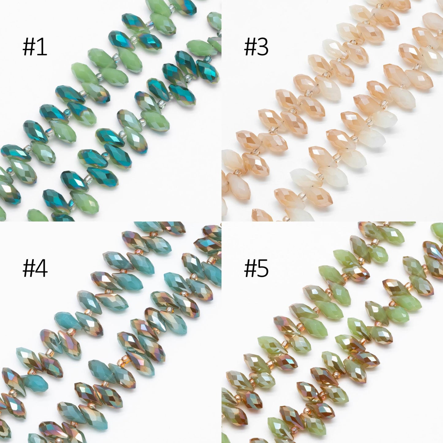 Crystal Faceted Teardrop, Glass Briolette beads 6x12mm , (HS-06)/ 95 beads